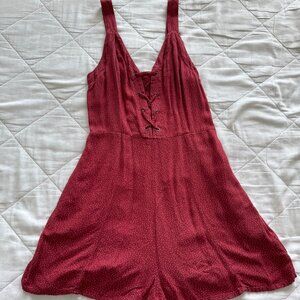American Eagle Red and White Polka Dot Romper, Women's XS